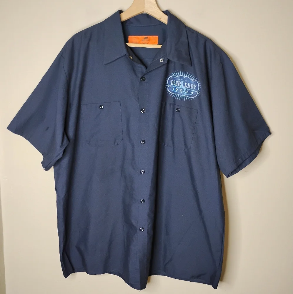Deep Eddy Vodka Red Kap Mens Work Shirt Size XXL Mechanic Texas - Picture 2 of 7